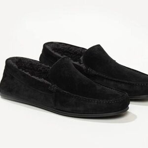 NEW M Gemi The Felize Shearling Uomo in Black Suede Loafers Men’s 14